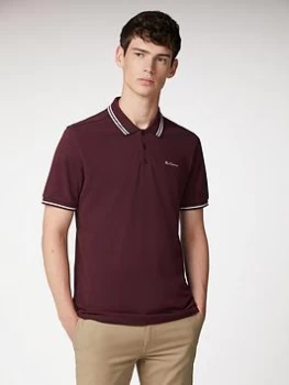 Image of Ben Sherman Classic Tipped Polo - Wine, Wine, Size L, Men