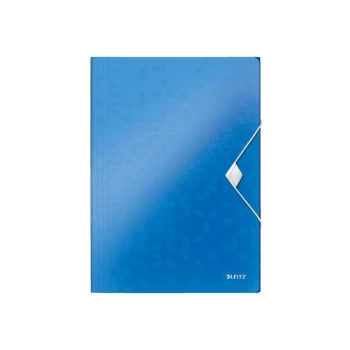 Image of WOW 3 Flap Folder A4 Polypropylene 150 Sheet Capacity Blue Metallic - Outer Carton of 10
