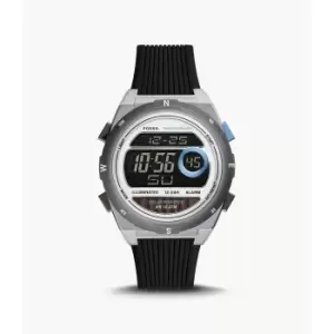 Image of Fossil Mens Everett Solar-Powered Digital Silicone Watch - Black