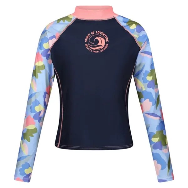 Image of Regatta Womens Long Sleeve Rash Vest Top 8 - Bust 32' (81cm) Navy/Abstract Floral Print RWM036-P81-8