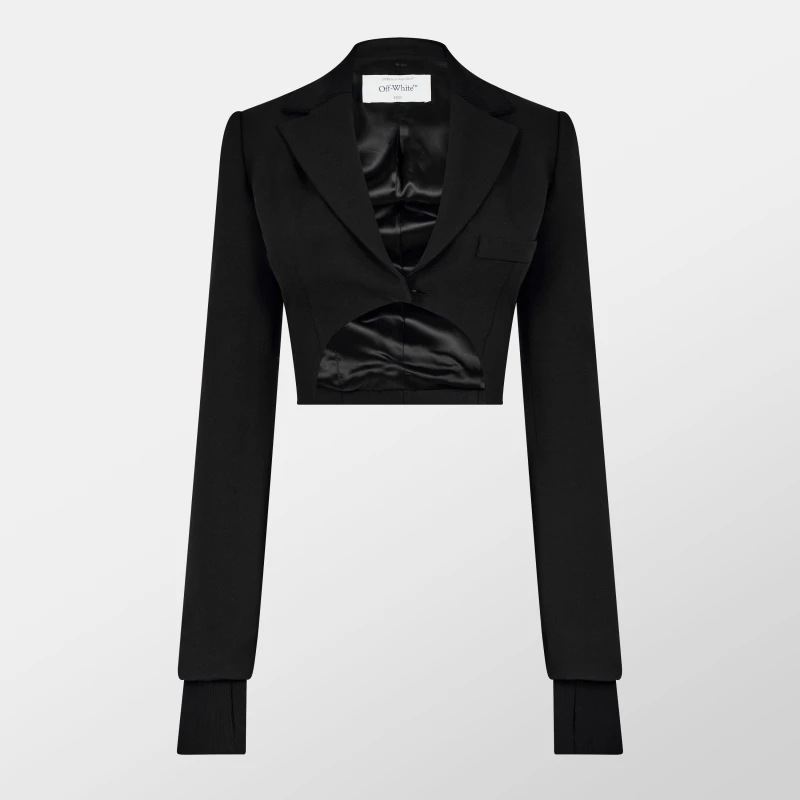 Image of Off White Womens - Cropped Bomber Jacket Black female 8 (XS)