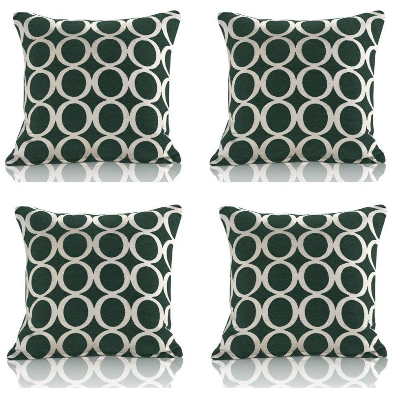 Image of Alan Symonds Geometric O Chenille Cushion Set of 4 Green unisex 45x45cm
