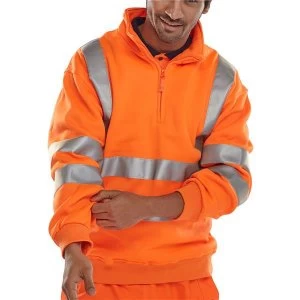 Image of BSeen Sweatshirt Quarter Zip Hi Vis 280gsm 3XL Orange Ref