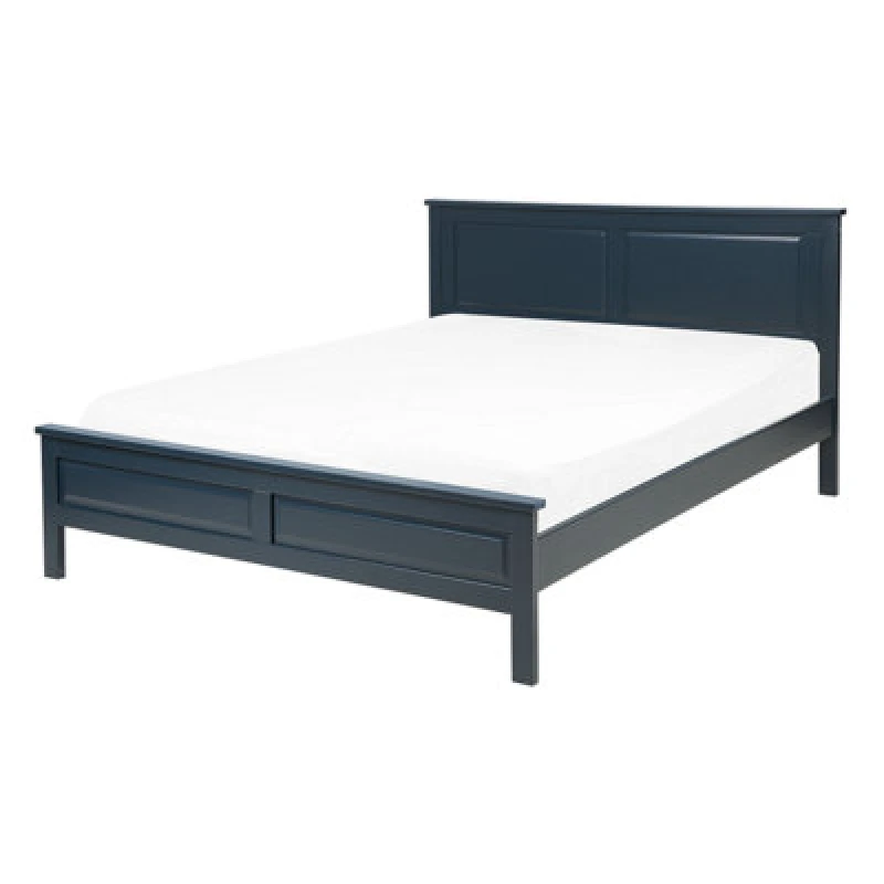 Image of Beliani Bed Pine Wood Olivet 140 X 200 Cm (Eu Double) Dark Blue