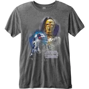 Image of Star Wars - Episode VIII Droids Portrait Unisex Small T-Shirt - Grey