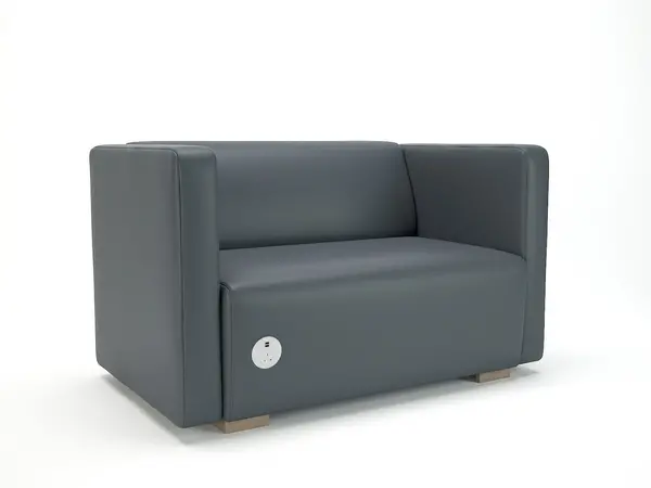 Image of Dynamic Office Solutions Carmel 130cm Wide Sofa in Cristina Marrone Ultima Faux Leather with Socket NSS05122