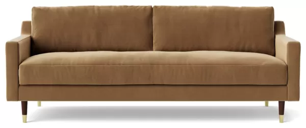 Image of Swoon Rieti Velvet 3 Seater Sofa - Biscuit