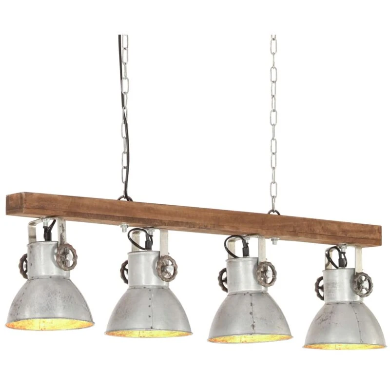 Image of VIDAXL Industrial Ceiling Lamp Silver E27 Mango Wood Vidaxl 8720286024058