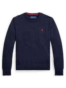 Image of Ralph Lauren Boys Classic Knitted Crew Jumper - Navy
