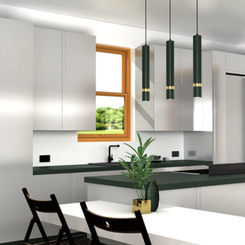 Image of Milagro Joker Contemporary Pendant Lamp 3Xgu10 Hand Made Cylindrical Style Lights Finished In Rich Green With Striking Gold Detail