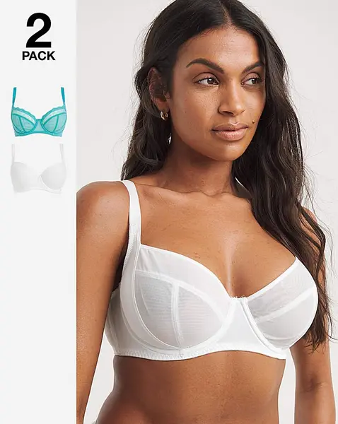 Image of Dorina Curves Imani 2Pack Full Cup Bras Green/White Female 42C LO66404