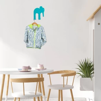 Image of Elephant - Blue Blue Metal Wall Hook