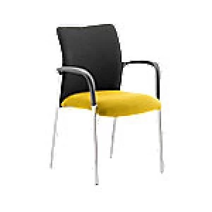 Image of Visitor Chair Academy Black Fabric Back With Senna Yellow Seat With Arms