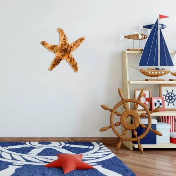 Image of Starfish - Walnut Walnut Decorative Wooden Wall Accessory