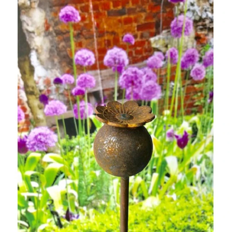 Image of Poppy Forge Pack of 3 Poppy Plant Pin 5ft, Plant Border Support - Steel - BM/RtR in Brown Brown Unisex