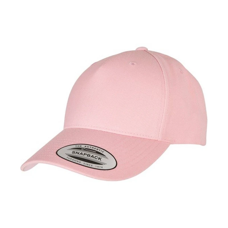 Image of Yupoong Flexfit 5 Panel Snapback Cap in Pink Pink Unisex One Size