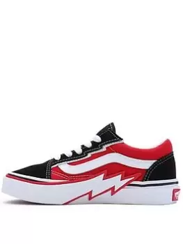 Image of Vans Old Skool Bolt Younger Boys Trainer, Red/Black, Size 1 Older