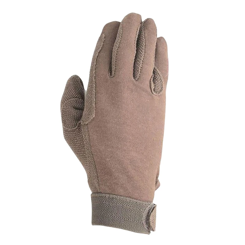 Image of Hy5 Mens Cotton Pimple Palm Riding Gloves in Brown Size: XS Brown Male XS