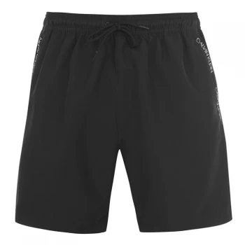 Image of Calvin Klein Calvin Diagonal Tape Swim Shorts - Black 001
