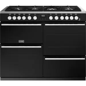Image of Stoves Precision Deluxe ST DX PREC D1100DF BK 110cm Dual Fuel Range Cooker - Black - A Rated