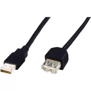 Image of Digitus USB cable USB 2.0 USB-A plug, USB-A socket 5m Black AK-300202-050-S
