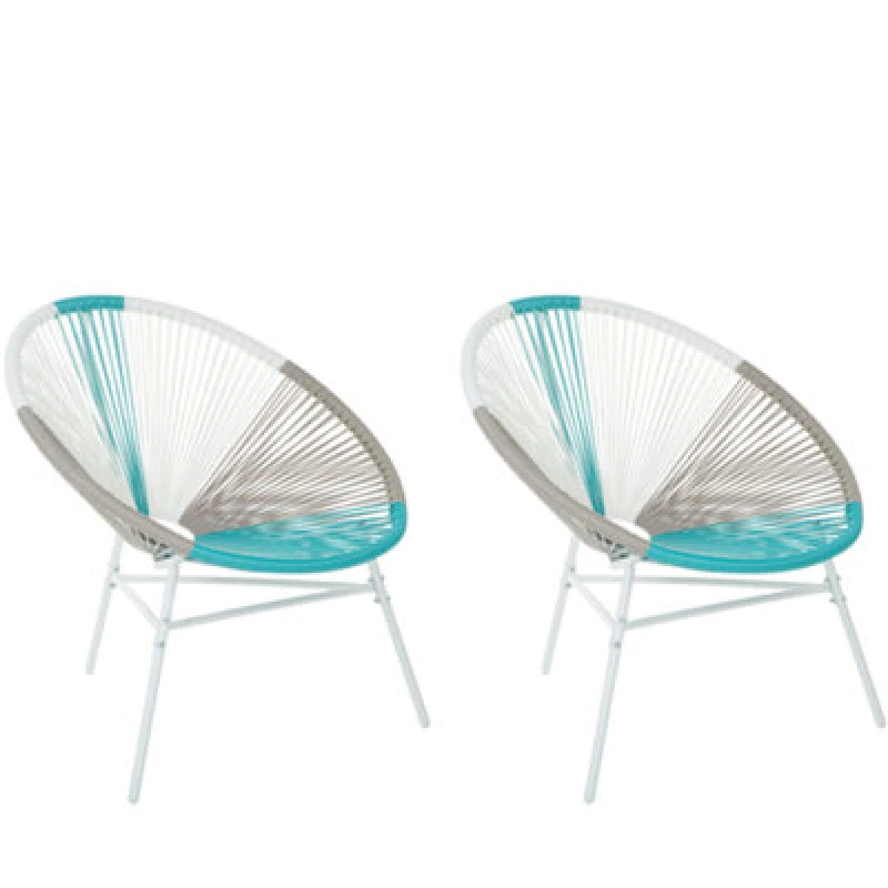 Image of Beliani Set Of 2 Garden Chairs Acapulco Pe Rattan White