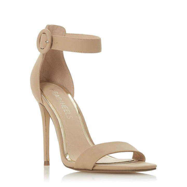 Image of Head Over Heels by Dune Natural 'Malay' High Stiletto Heel Ankle Strap Sandals - 6