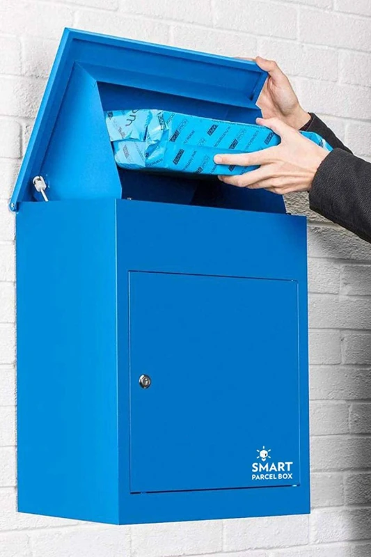 Image of Homescapes Smart Parcel Box Medium Front Access Blue