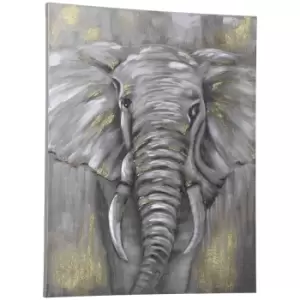 Image of Hand-Painted Metal Canvas Wall Art Elephant, Wall Pictures Decor, 100 x 80 cm