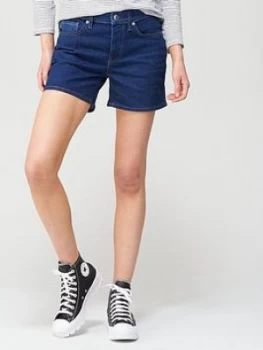 Image of Superdry Mid Rise Slim Short - Dark Blue , Dark Blue, Size 26, Women
