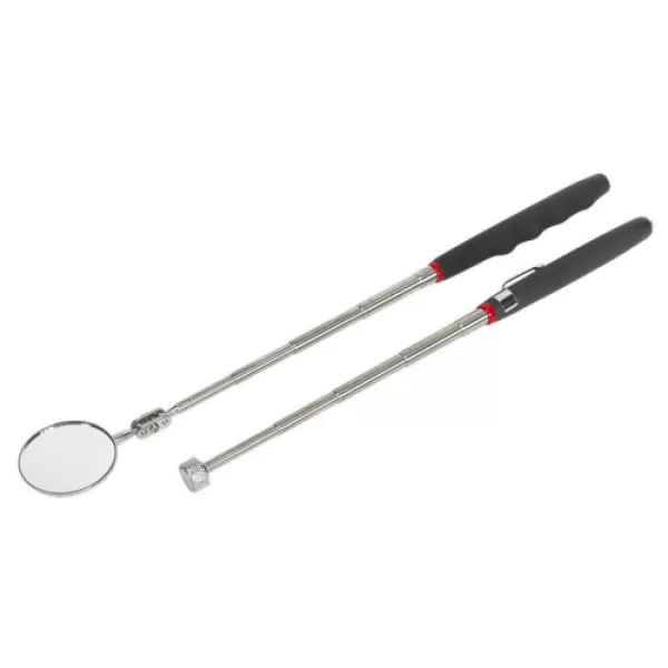 Image of Siegen S0940 Telescopic Magnetic Pick-Up Tool & Inspection Mirror Set 2pc