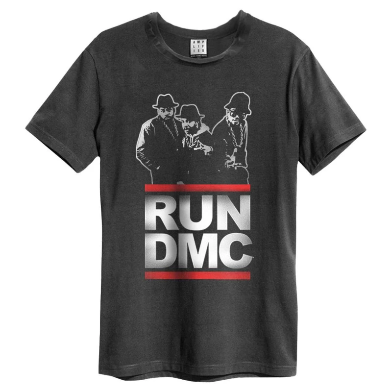 Image of Amplified Amplified Men Run DMC Logo T-Shirt in Charcoal Size: Small Charcoal S Male 5063470045440