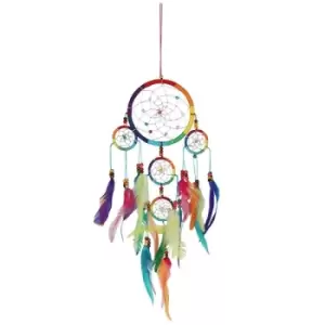 Image of Multicoloured Dreamcatcher with Multicoloured Feathers - Medium
