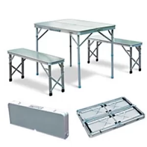 Image of Outsunny Folding Camping Table And Chair Set 84B-049SR Aluminum