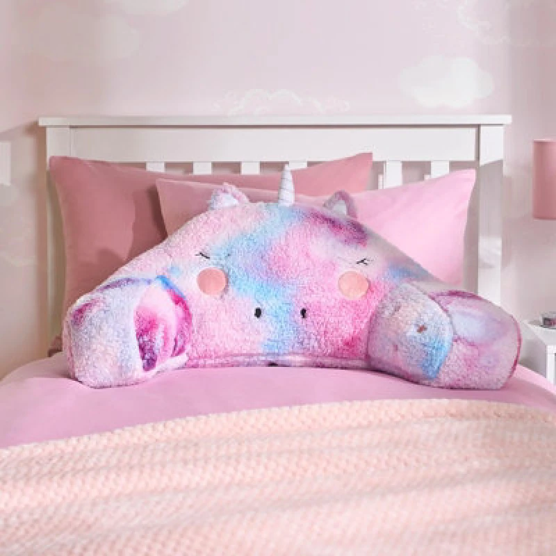 Image of OHS OHS Unicorn Cuddle Cushion Teddy Fleece Reading Bed Pillow Chair Arms in Pink Pink One Size Unisex 5027434211999