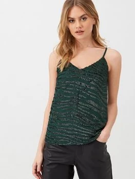 Image of Oasis Embellished Tiger Cami, Multi Green, Size 18, Women