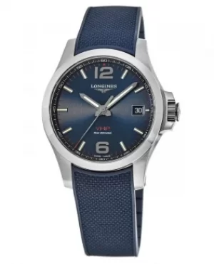 Image of Longines Conquest V.H.P. 41mm Blue Dial Blue Rubber Strap Mens Watch L3.716.4.96.9 L3.716.4.96.9
