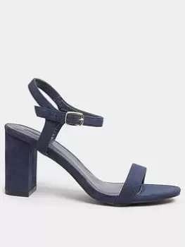 Image of Yours Extra Wide Fit Block Heel Sandal - Micro Navy, Blue, Size Eee, Women