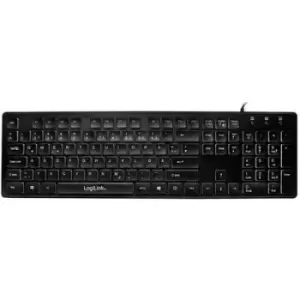 Image of LogiLink ID0138 USB Keyboard German, QWERTZ, Windows Black Backlit