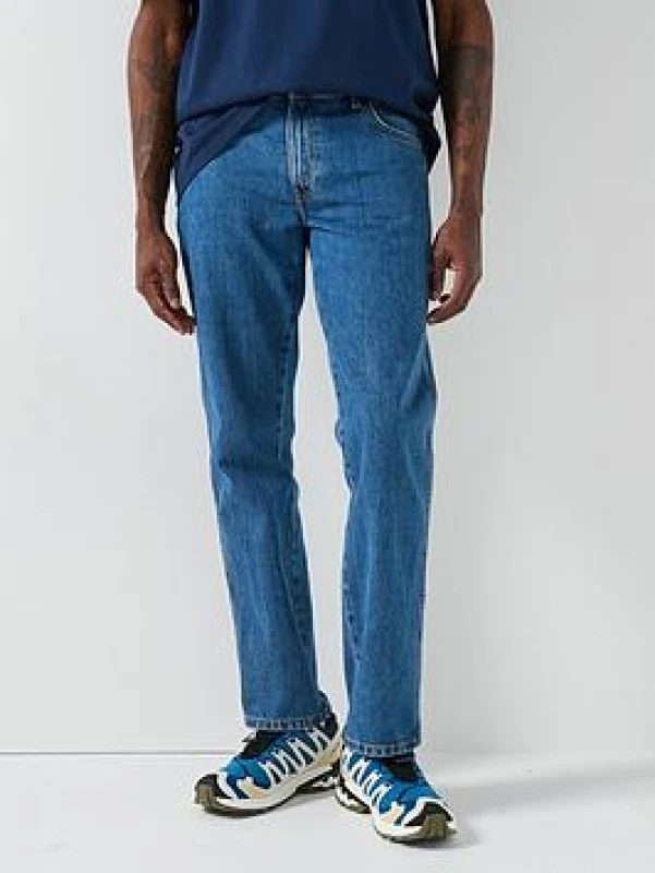 Image of (30W / 34L) Wrangler Texas Original Straight Leg Mens Jeans - Stonewash