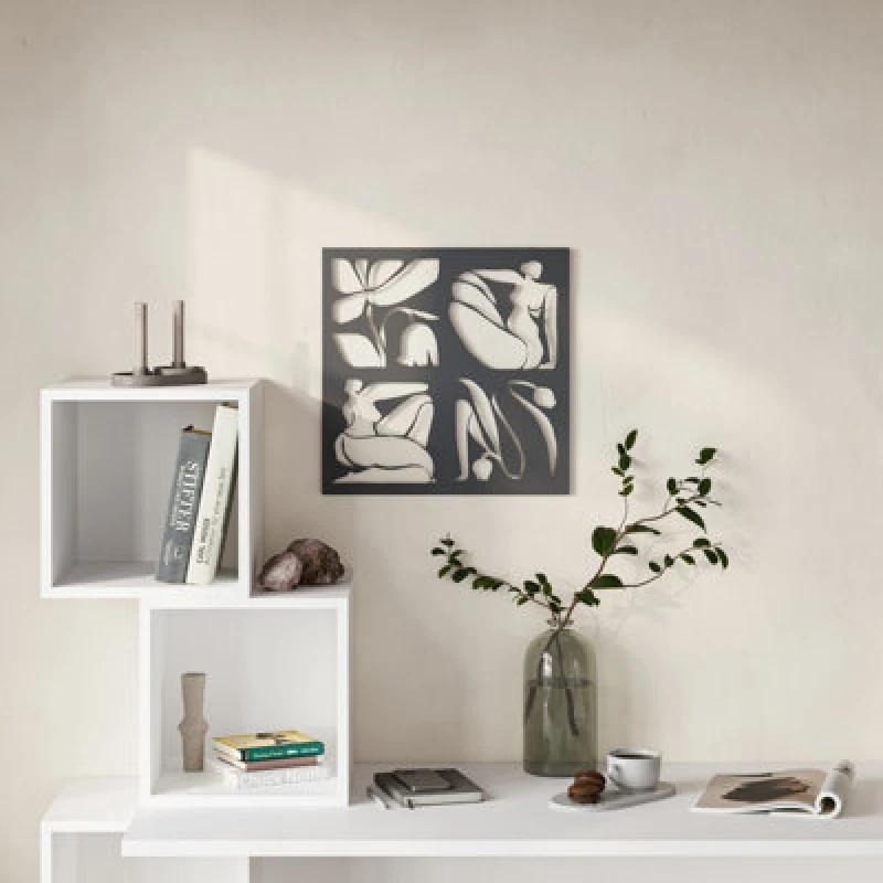 Image of Decortie Aitus Modern Metal Wall Art Home Decorative Ornament, Black