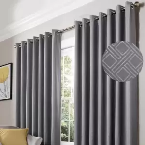 Image of Blackout Curtains Eyelet Ring Top Diamond, Polyester, Silver, 66 x 90 - Silver - Alan Symonds