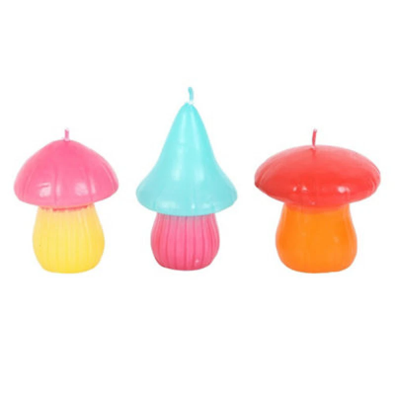 Image of Something Different Something Different Funky Fungi Mushroom Candles (Pack of 3) Multi One Size Unisex 5063652070239