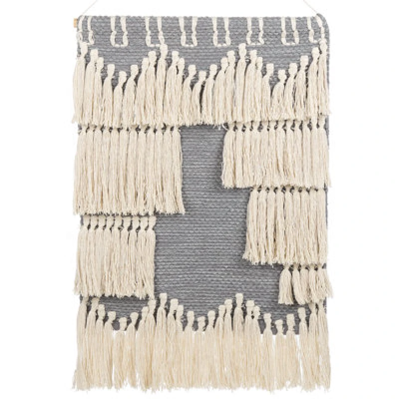 Image of Beliani Fabric Wall Hanging Mahri Cotton 106cm Grey