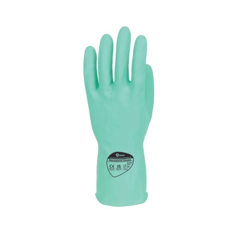 Image of Shield Rubber Household Gloves 0.33mm 30cm Pairs Medium Green (12 Pack) GR03G12