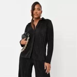 Image of Missguided Plisse Shirt - Black