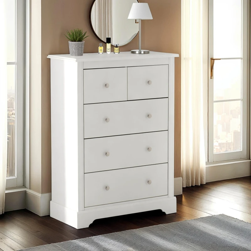 Image of Seconique Stratford 3+2 Drawer Chest - White 100-102-229