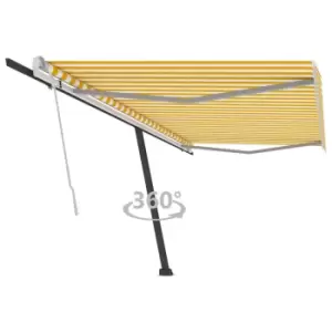 Image of Vidaxl Freestanding Manual Retractable Awning 500X300 Cm Yellow/White