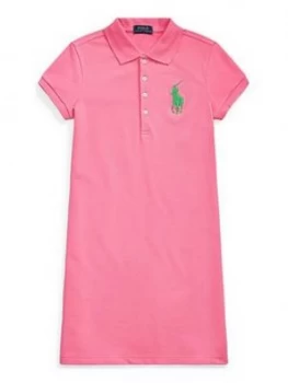 Image of Ralph Lauren Girls Classic Peplum Polo Dress - Pink, Size 12-14 Years, L, Women