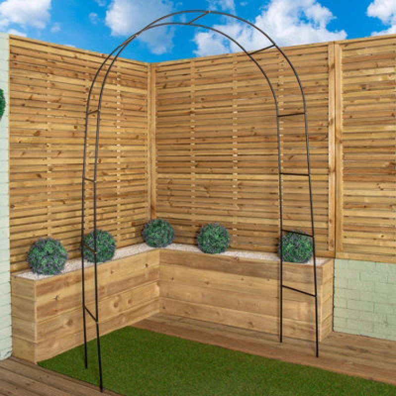 Image of Samuel Alexander 2.4M X 1.4M Black Metal Garden Arch Trellis For Climbing Plants